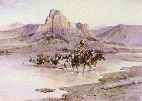 Charles M Russell Return of the Horse Thieves Sweden oil painting art